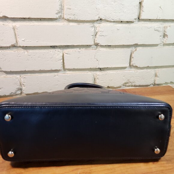 Like New Coach Signature C's Brown & Black Satchel Handbag Purse - Picture 11 of 14